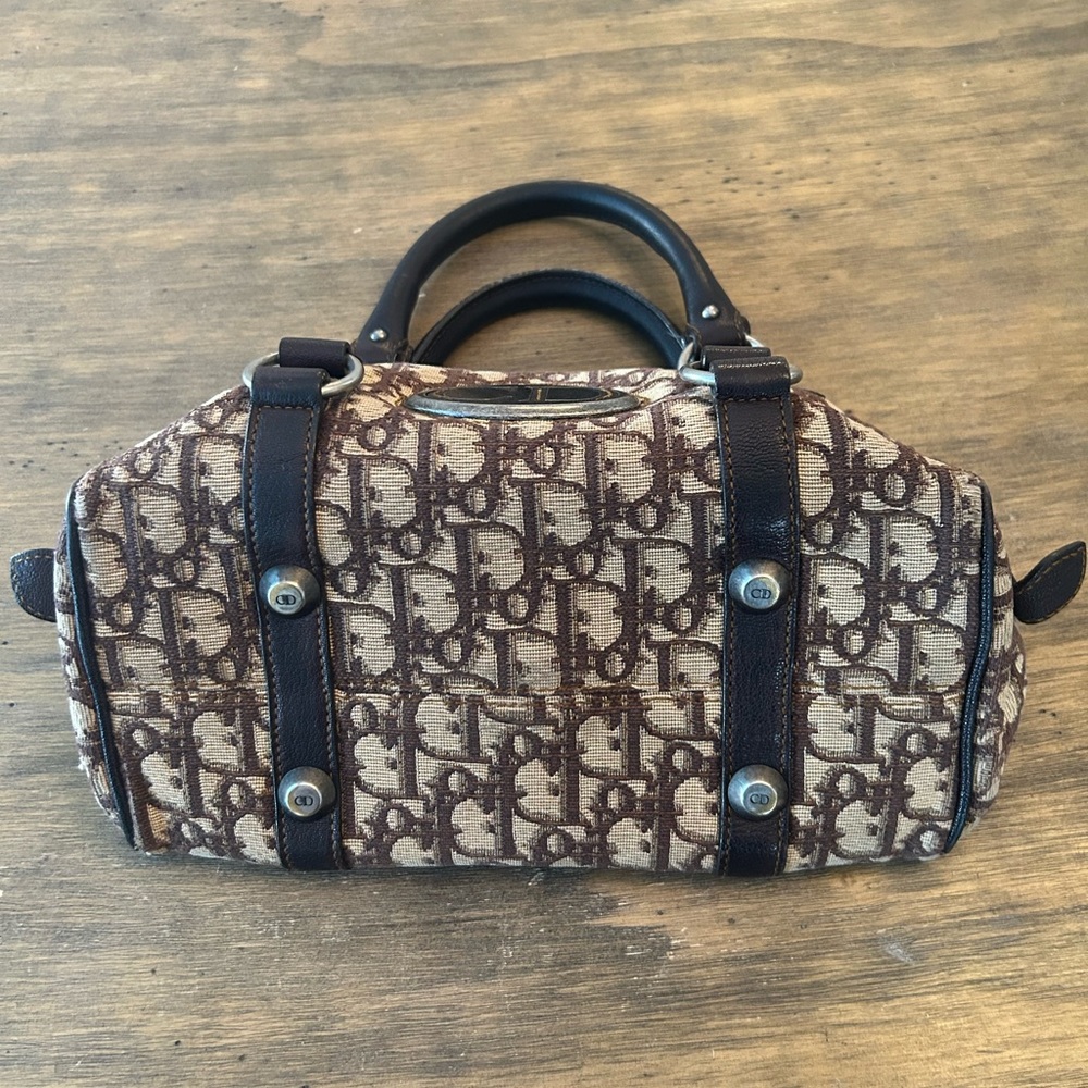DIOR BOWLING CLOTH HANDBAG monogram brown leather Vintage - Picture 3 of 17